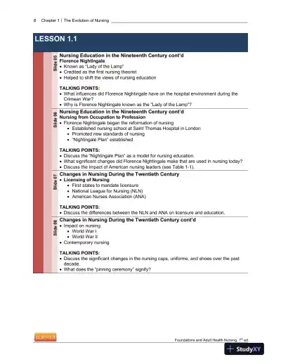 Foundations And Adult Health Nursing, 7th Edition Lecture Notes - Page 9 preview image