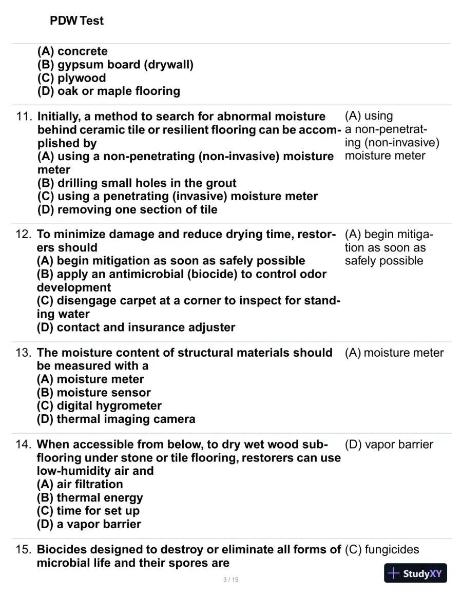 PDW Test Practice Exam with Answers (95 Solved Questions), page 4