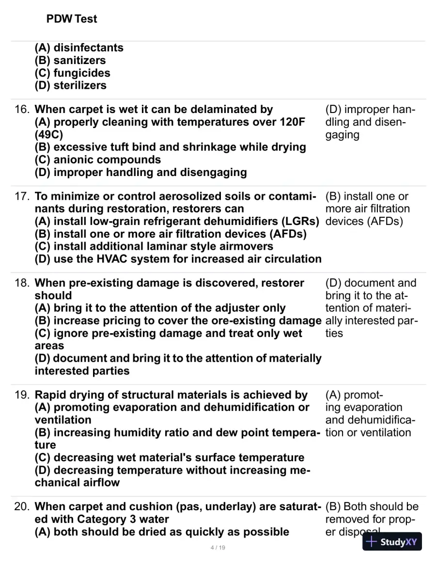 PDW Test Practice Exam with Answers (95 Solved Questions), page 5