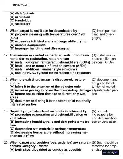 PDW Test Practice Exam with Answers (95 Solved Questions) - Page 5 preview image