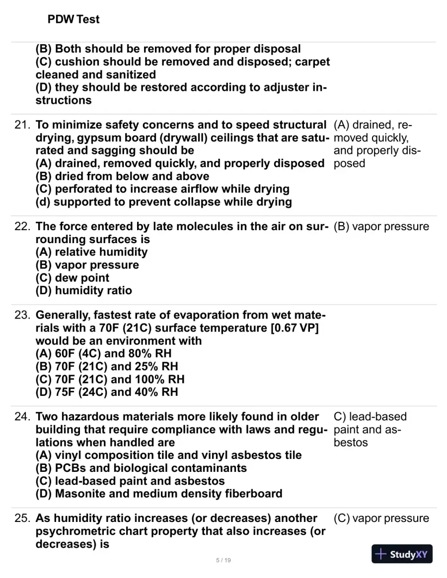 PDW Test Practice Exam with Answers (95 Solved Questions), page 6