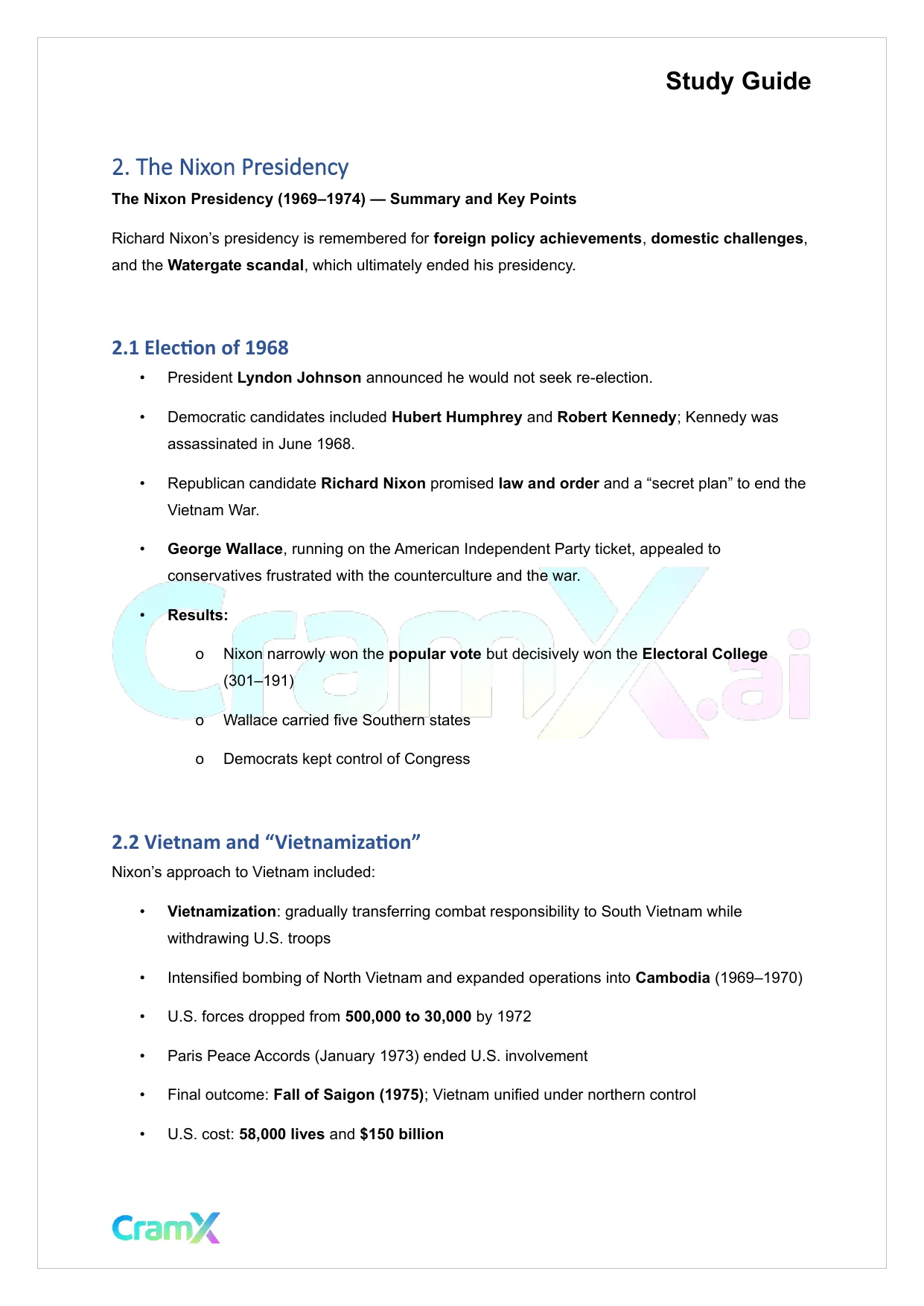 U.S. History II - From Nixon to Carter, 1968–1980 - Page 3 preview image