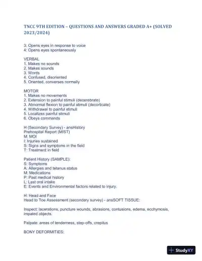 2023-2024 TNCC 9th Edition with Answers (498 Solved Questions) - Page 10 preview image