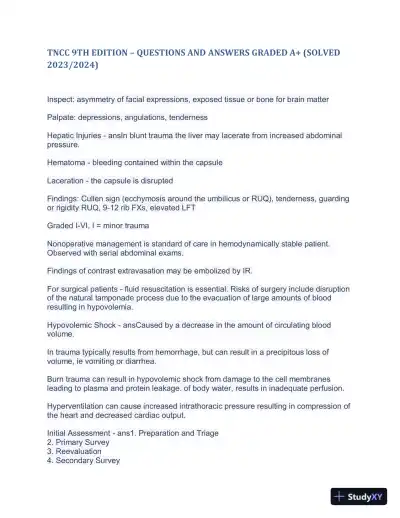 2023-2024 TNCC 9th Edition with Answers (498 Solved Questions) - Page 11 preview image