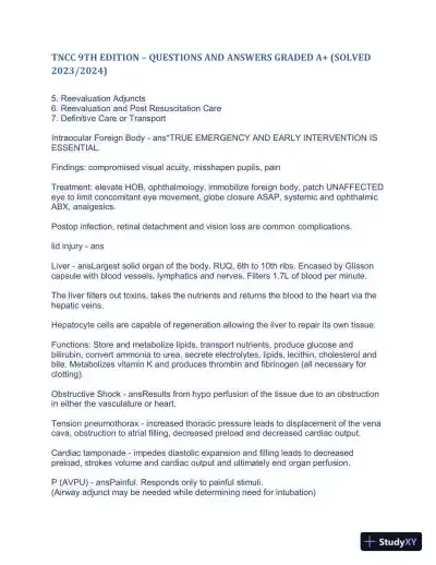 2023-2024 TNCC 9th Edition with Answers (498 Solved Questions) - Page 12 preview image