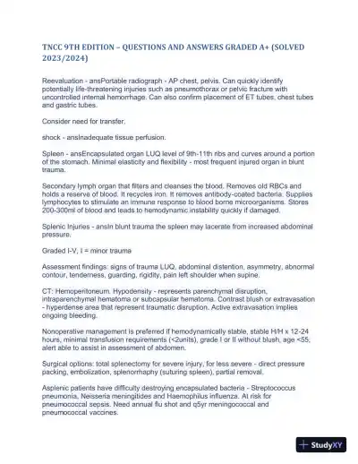 2023-2024 TNCC 9th Edition with Answers (498 Solved Questions) - Page 13 preview image