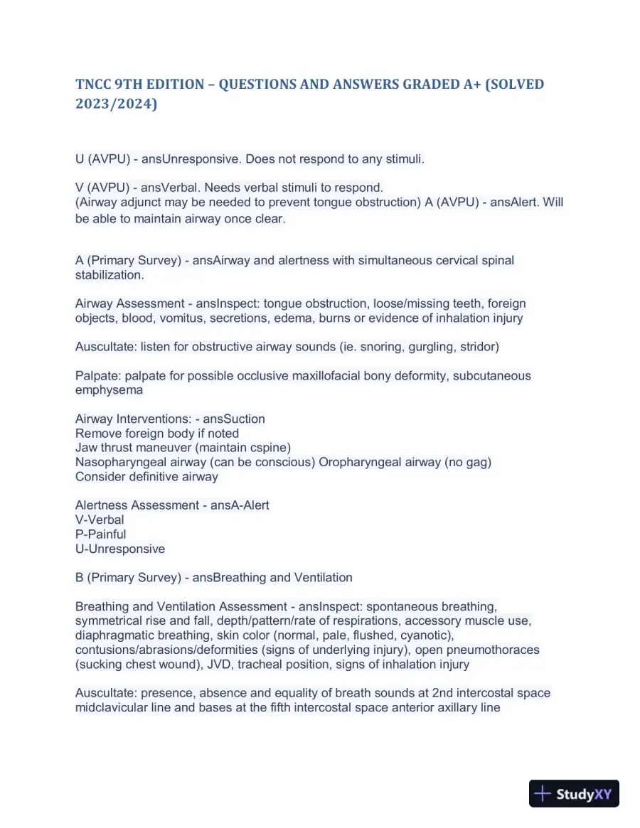 2023-2024 TNCC 9th Edition with Answers (498 Solved Questions), page 14
