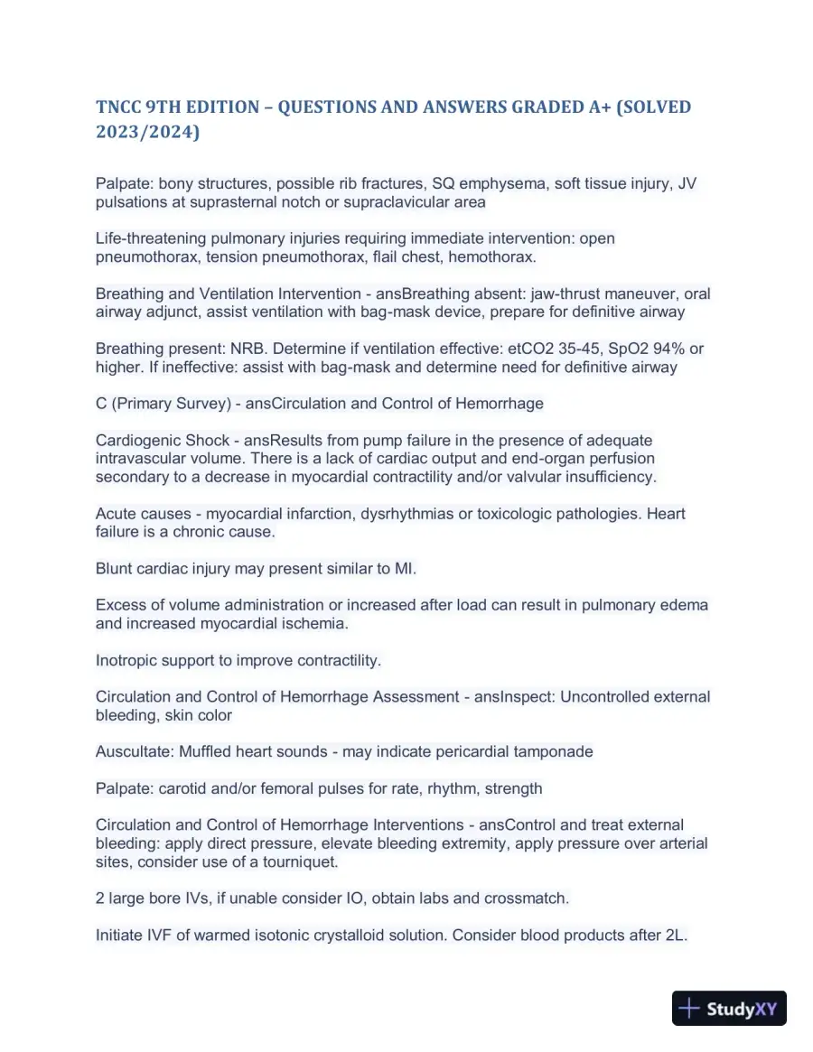 2023-2024 TNCC 9th Edition with Answers (498 Solved Questions), page 15