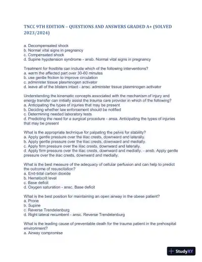 2023-2024 TNCC 9th Edition with Answers (498 Solved Questions) - Page 4 preview image