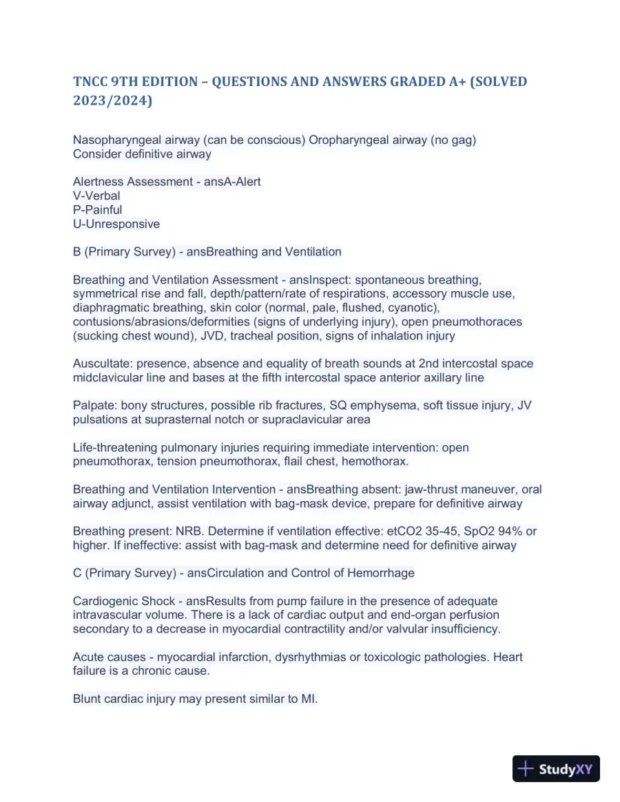 2023-2024 TNCC 9th Edition with Answers (498 Solved Questions), page 6