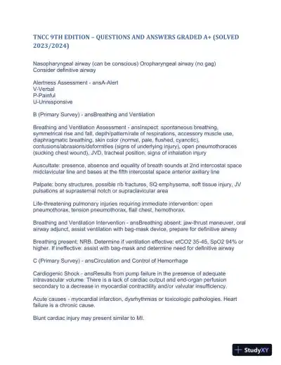 2023-2024 TNCC 9th Edition with Answers (498 Solved Questions) - Page 6 preview image