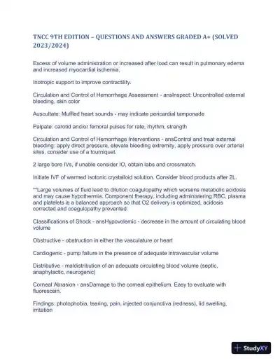 2023-2024 TNCC 9th Edition with Answers (498 Solved Questions) - Page 7 preview image