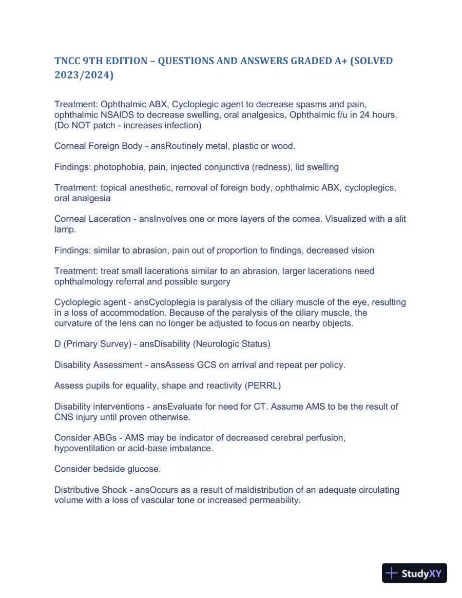 2023-2024 TNCC 9th Edition with Answers (498 Solved Questions), page 8