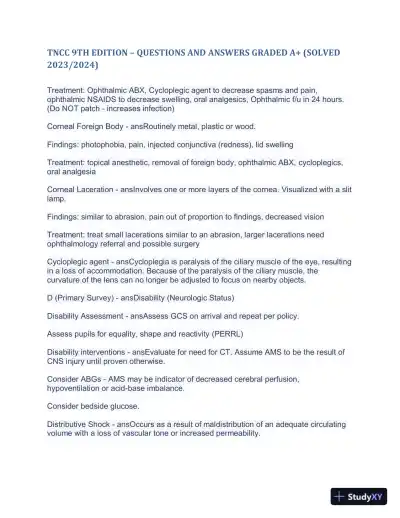 2023-2024 TNCC 9th Edition with Answers (498 Solved Questions) - Page 8 preview image