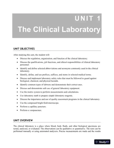 Solution Manual for Basic Clinical Laboratory Techniques, 6th Edition - Page 1 preview image