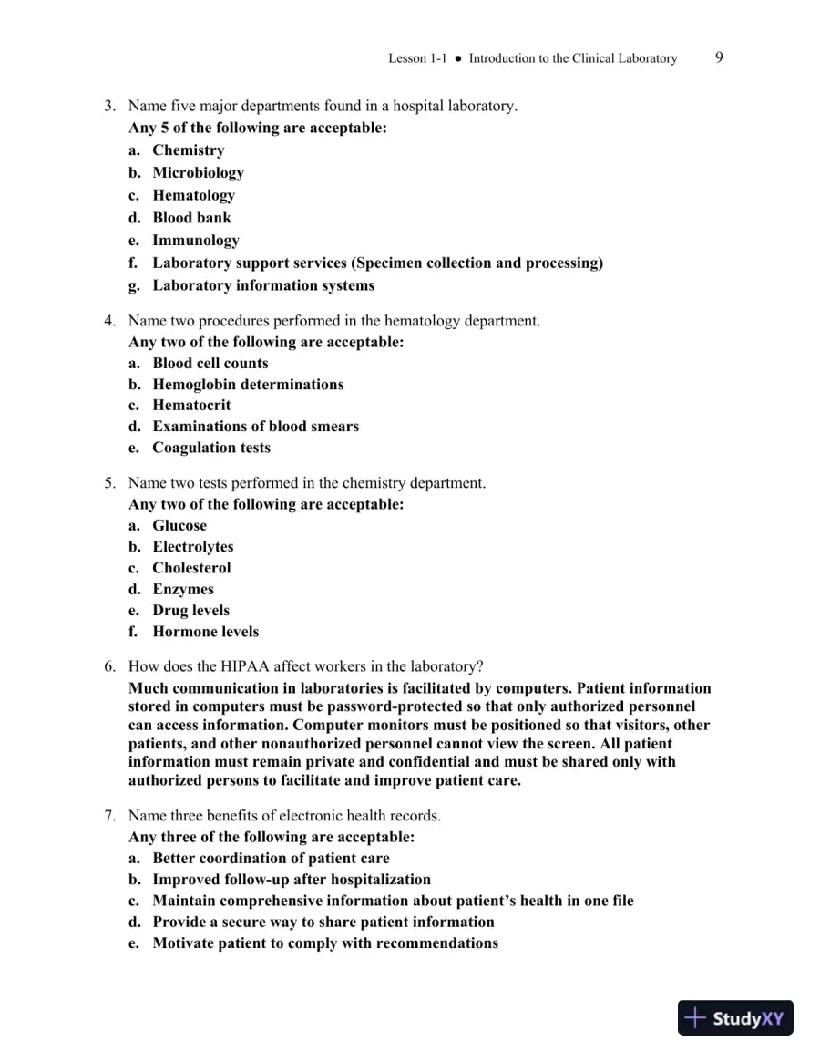 Solution Manual for Basic Clinical Laboratory Techniques, 6th Edition, page 10