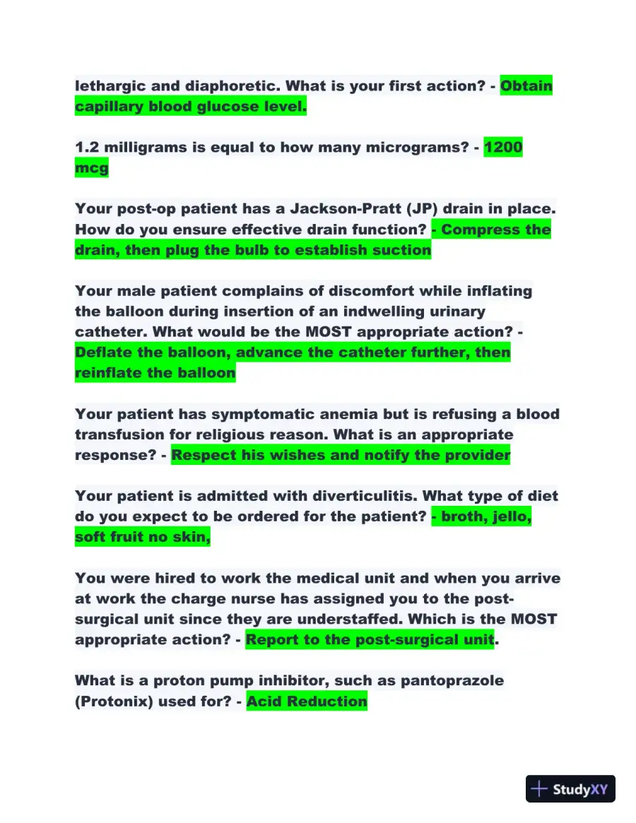 2023-2024 RN Medical Surgical Nursing A Prophecy Relias Test With Answers (100 Solved Questions), page 4