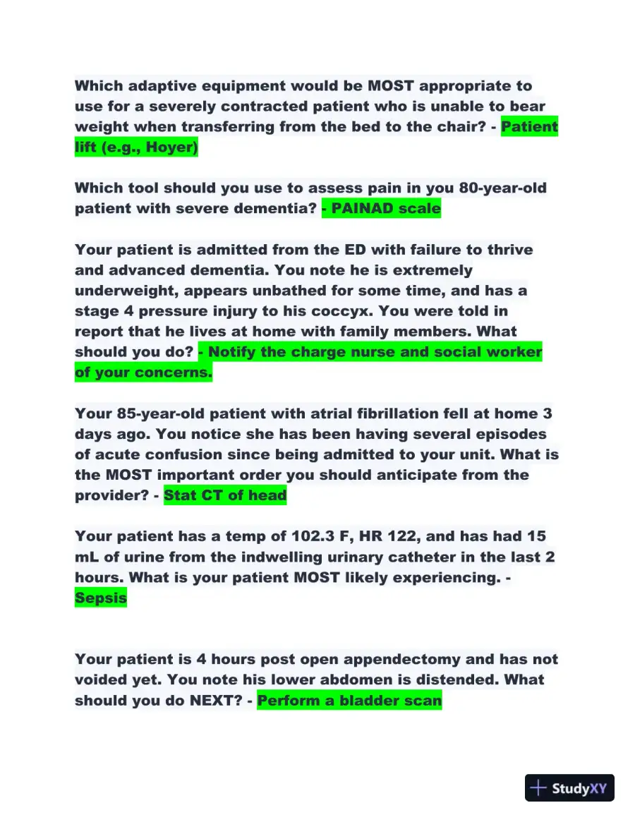 2023-2024 RN Medical Surgical Nursing A Prophecy Relias Test With Answers (100 Solved Questions), page 5