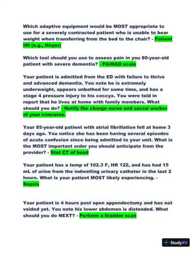 2023-2024 RN Medical Surgical Nursing A Prophecy Relias Test With Answers (100 Solved Questions) - Page 5 preview image