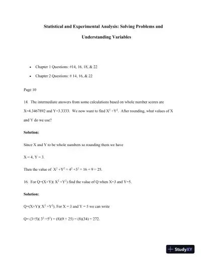 Statistical And Experimental Analysis: Solving Problems And Understanding Variables - Page 1 preview image