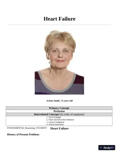 Heart Failure Case Study with Answers (23 Solved Questions) - Page 1 preview image