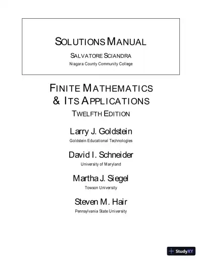 Solution Manual for Finite Mathematics and Its Applications, 12th Edition - Page 1 preview image