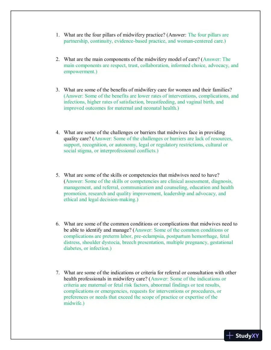 2023-2024 CNM Midwifery Final Exam Module 2 with Answers (23 Solved Questions), page 3