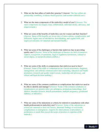 2023-2024 CNM Midwifery Final Exam Module 2 with Answers (23 Solved Questions) - Page 3 preview image