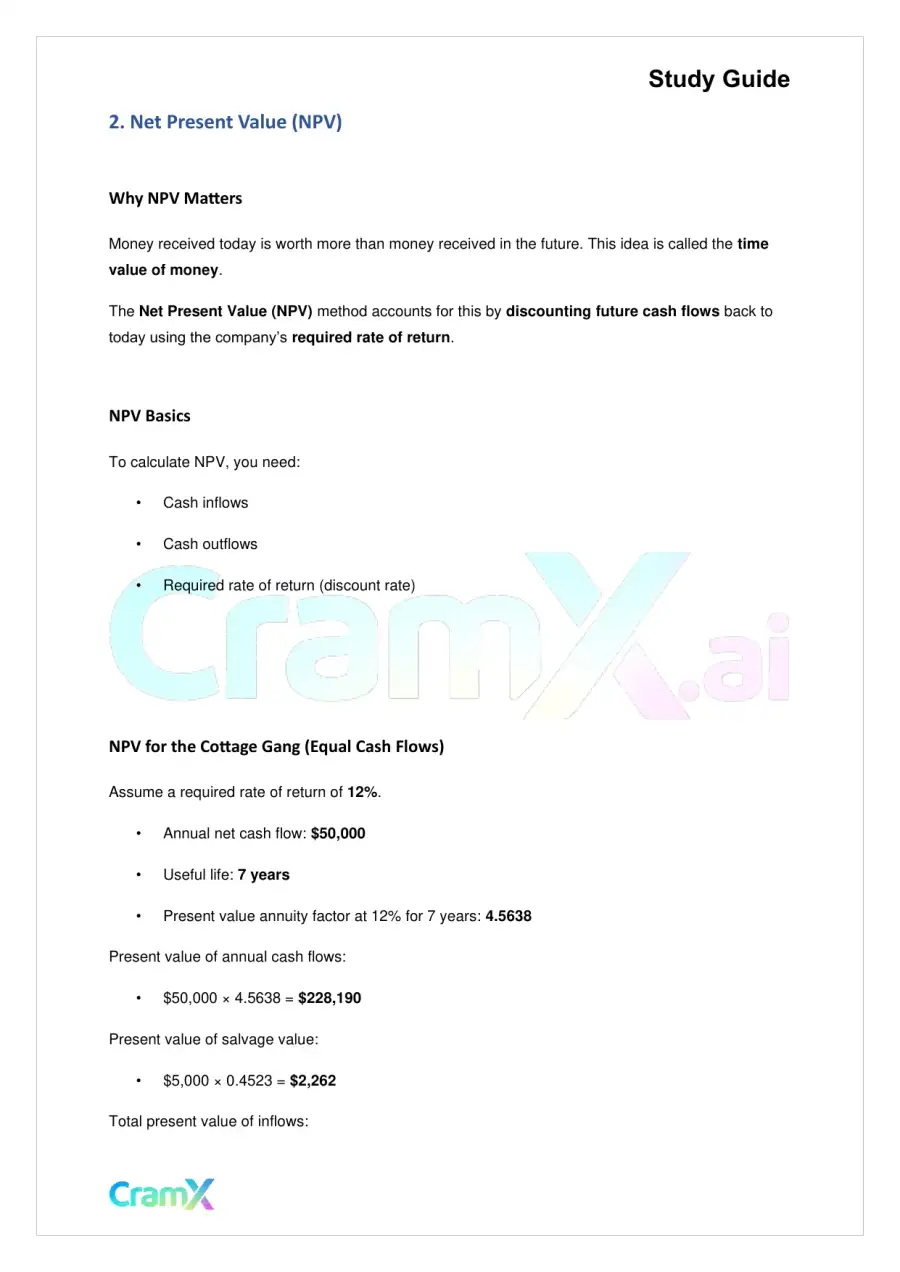 Accounting Principles II – Capital Budgeting, page 4