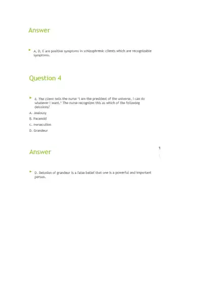 Schizophrenia NCLEX Review Questions - Page 3 preview image