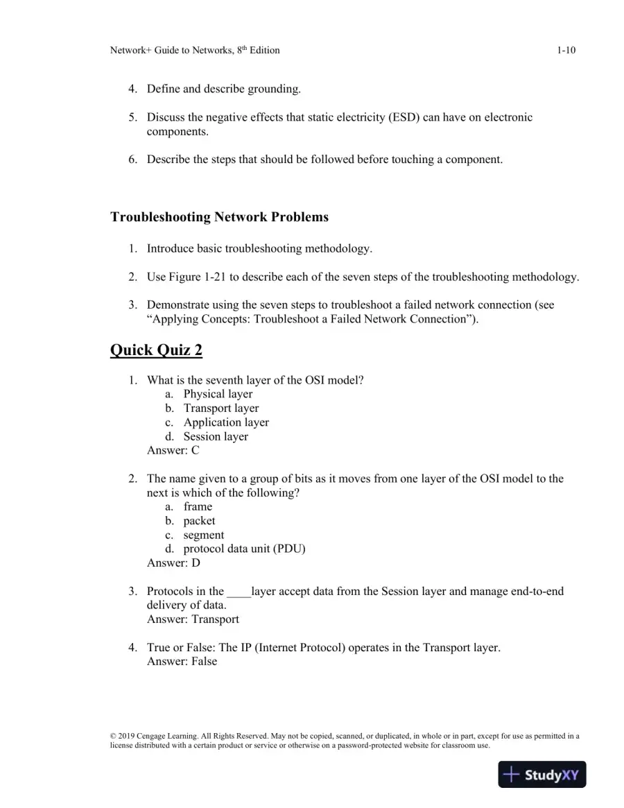 Network+ Guide To Networks, 8th Edition Lecture Notes, page 11