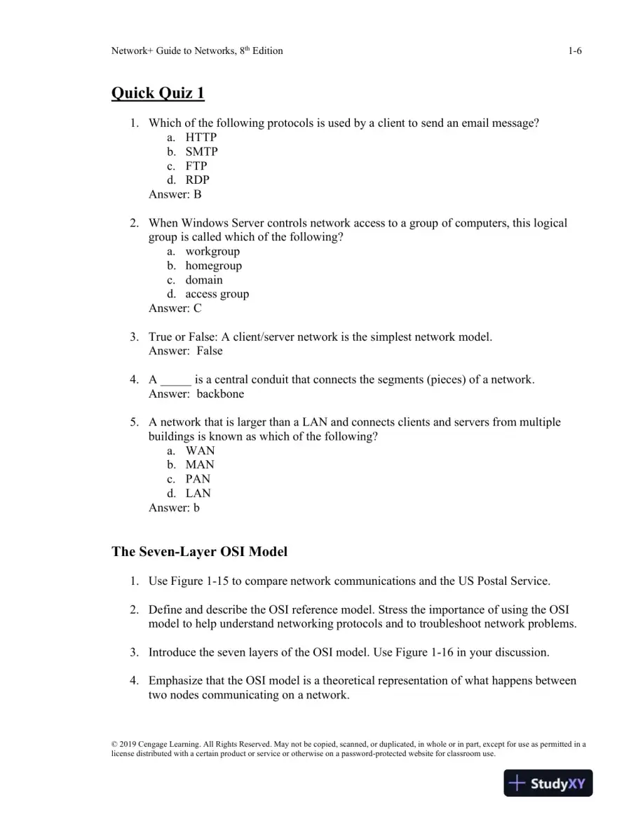 Network+ Guide To Networks, 8th Edition Lecture Notes, page 7
