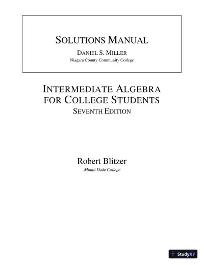 Solution Manual for Intermediate Algebra for College Students, 7th Edition - Page 1 preview image