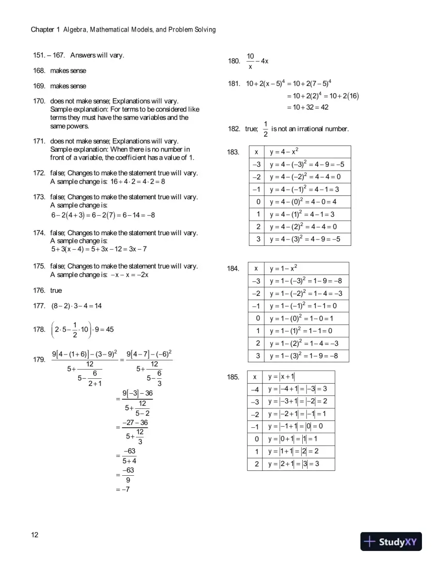 Solution Manual for Intermediate Algebra for College Students, 7th Edition, page 15