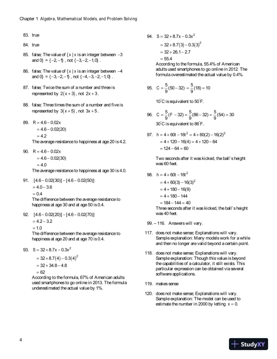 Solution Manual for Intermediate Algebra for College Students, 7th Edition, page 7