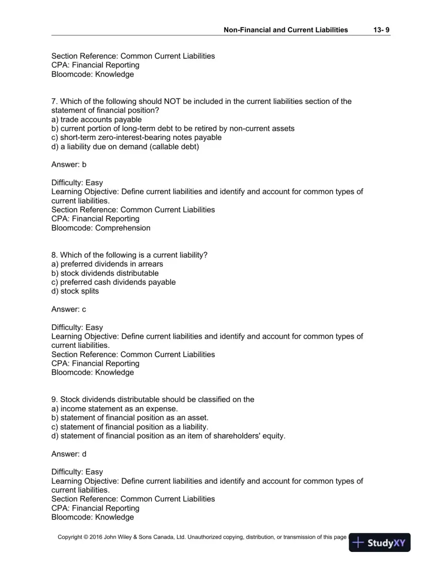 Test Bank For Intermediate Accounting: Volume 1, 11th Canadian Edition, page 10