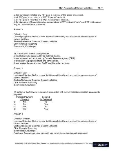 Test Bank For Intermediate Accounting: Volume 1, 11th Canadian Edition - Page 12 preview image