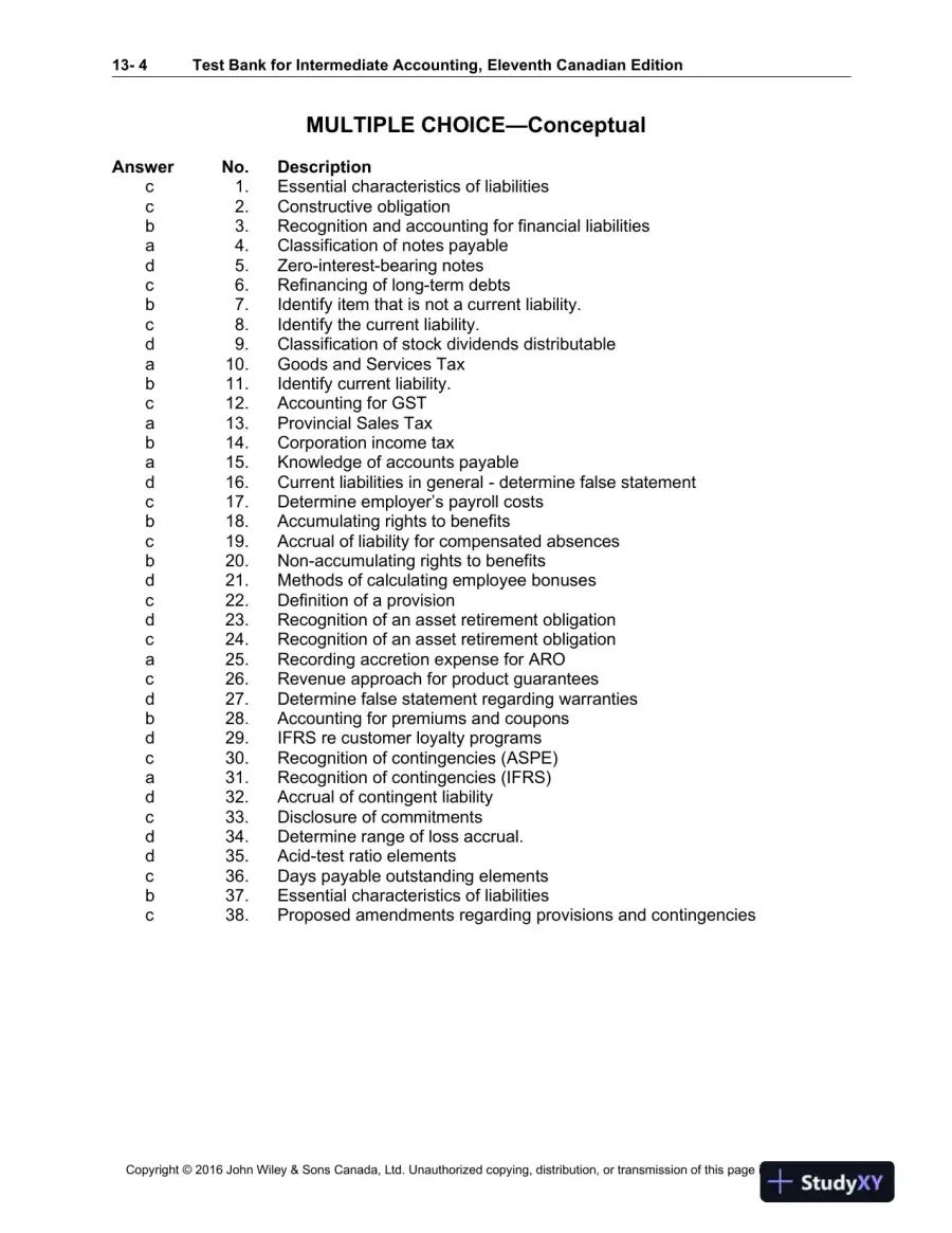 Test Bank For Intermediate Accounting: Volume 1, 11th Canadian Edition, page 5