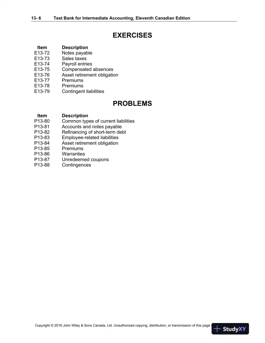 Test Bank For Intermediate Accounting: Volume 1, 11th Canadian Edition, page 7