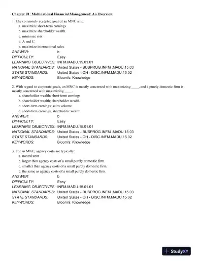 International Financial Management 13th Edition Test Bank - Page 1 preview image