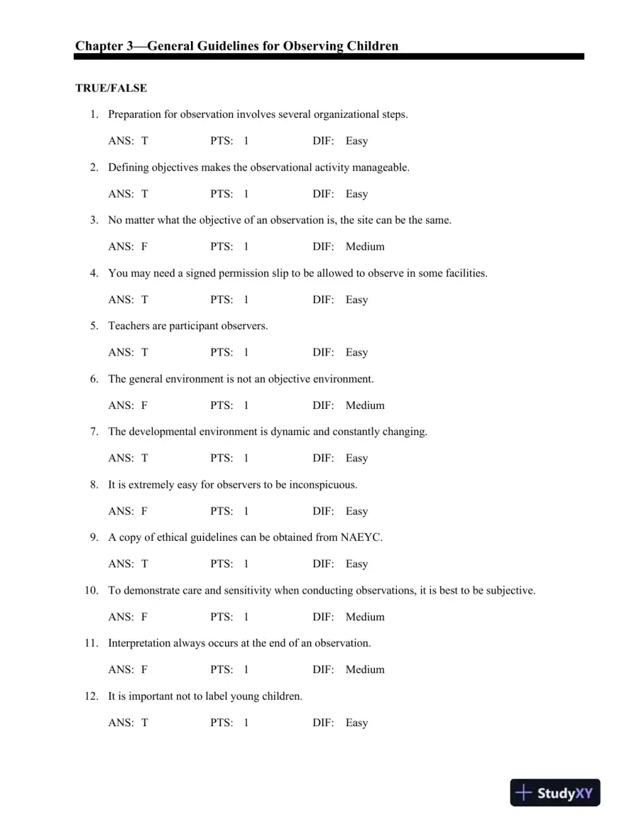Seeing Young Children: A Guide to Observing and Recording Behavior 6th Edition Test Bank, page 10