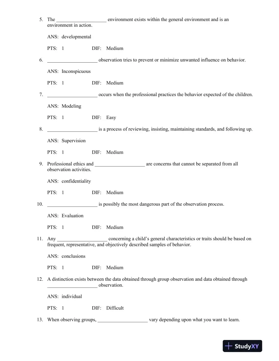 Seeing Young Children: A Guide to Observing and Recording Behavior 6th Edition Test Bank, page 13