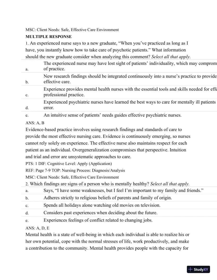 Test Bank For Varcarolis' Foundations Of Psychiatric Mental Health Nursing: A Clinical Approach, 7th Edition, page 12