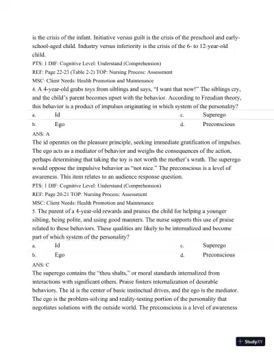 Test Bank For Varcarolis' Foundations Of Psychiatric Mental Health Nursing: A Clinical Approach, 7th Edition - Page 15 preview image