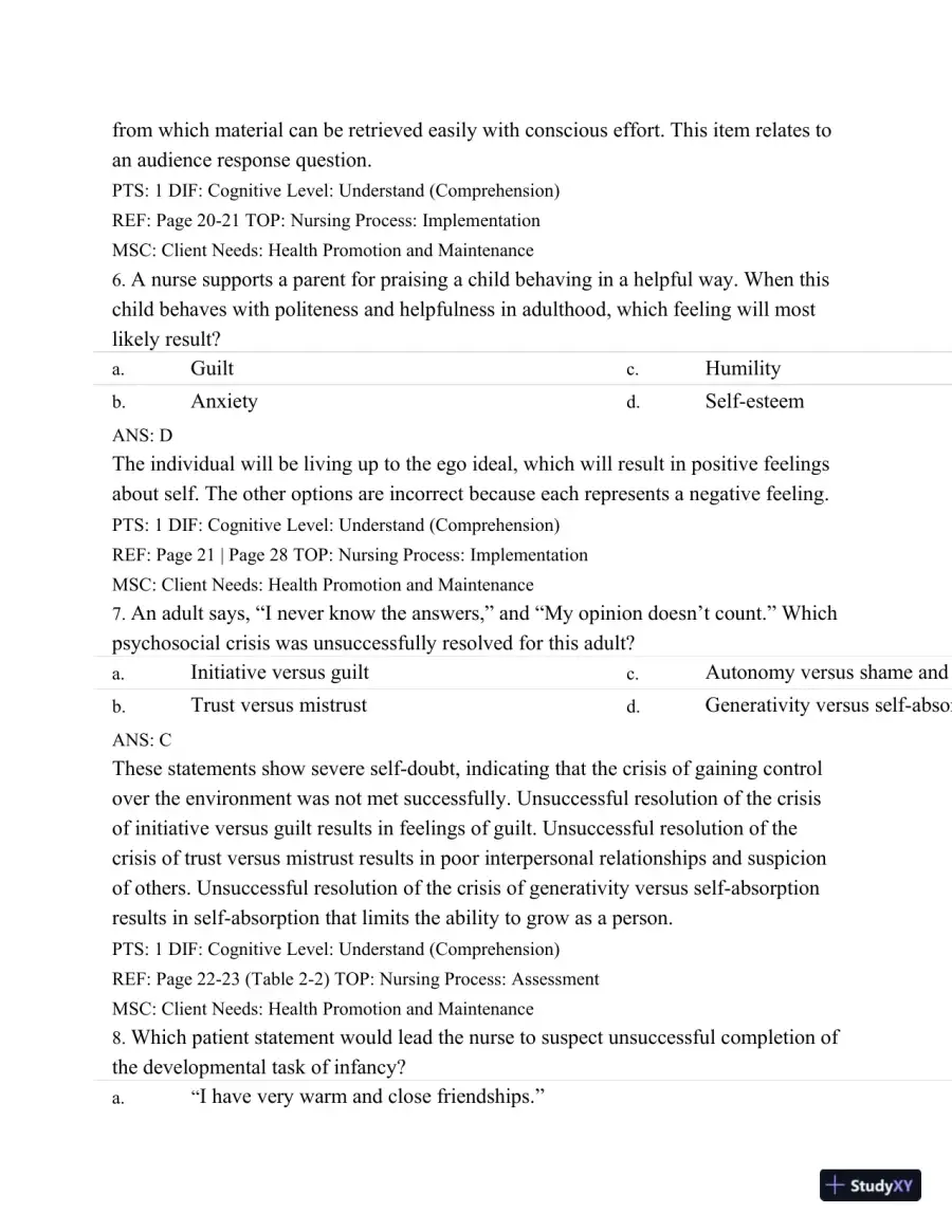 Test Bank For Varcarolis' Foundations Of Psychiatric Mental Health Nursing: A Clinical Approach, 7th Edition, page 16
