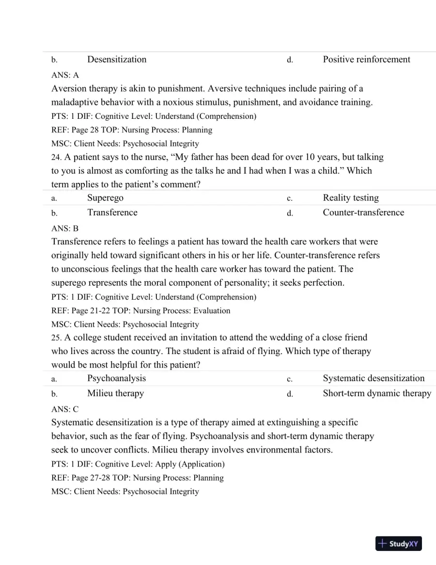 Test Bank For Varcarolis' Foundations Of Psychiatric Mental Health Nursing: A Clinical Approach, 7th Edition, page 24