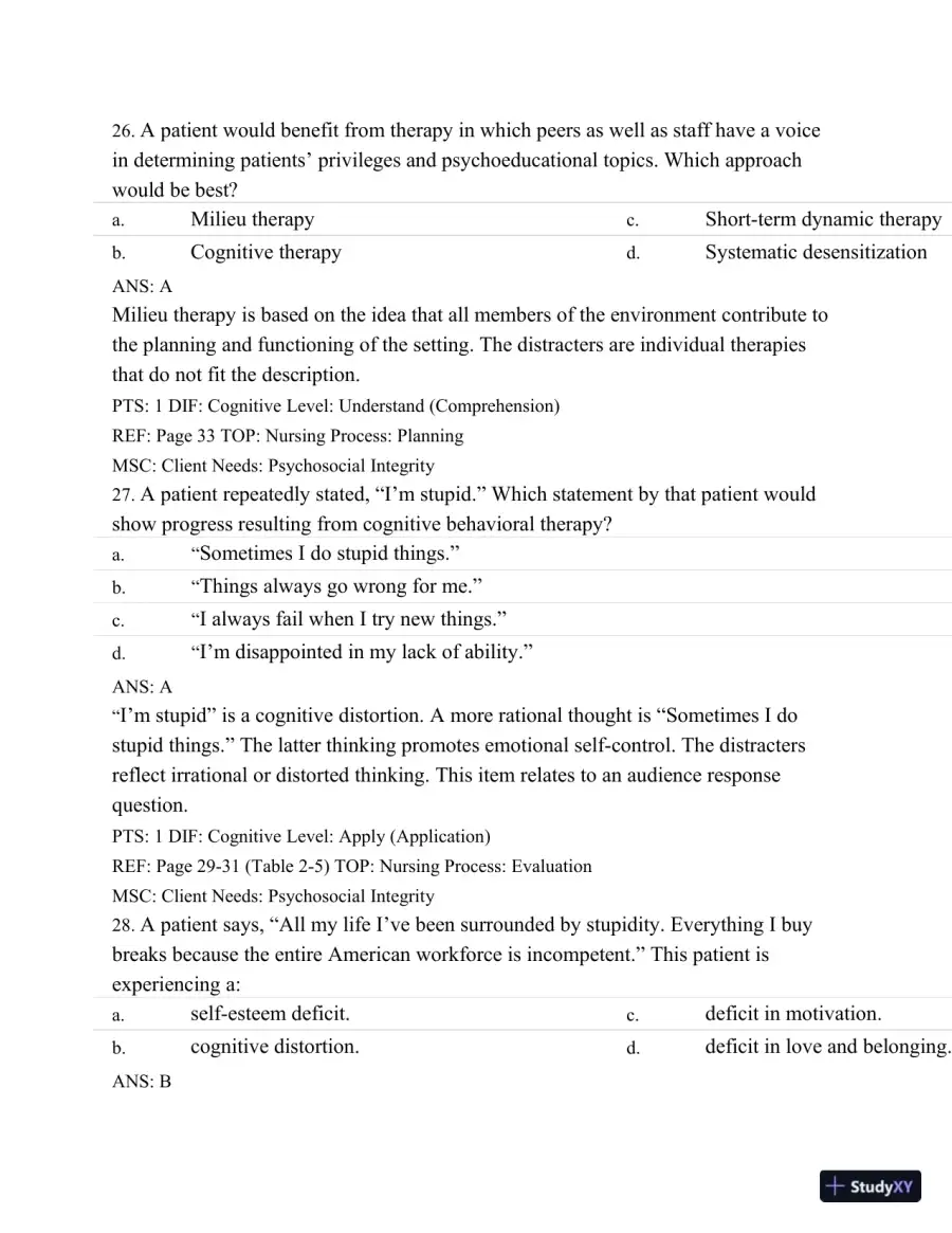 Test Bank For Varcarolis' Foundations Of Psychiatric Mental Health Nursing: A Clinical Approach, 7th Edition, page 25