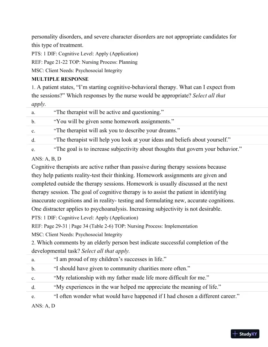 Test Bank For Varcarolis' Foundations Of Psychiatric Mental Health Nursing: A Clinical Approach, 7th Edition, page 28