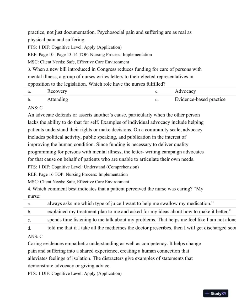 Test Bank For Varcarolis' Foundations Of Psychiatric Mental Health Nursing: A Clinical Approach, 7th Edition, page 3