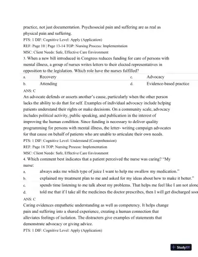 Test Bank For Varcarolis' Foundations Of Psychiatric Mental Health Nursing: A Clinical Approach, 7th Edition - Page 3 preview image